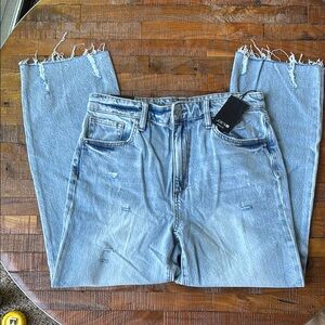 Joe’s Light Blue High Rise Wide Leg Crop Distressed Jeans Size 29